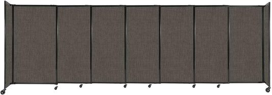 Versare Straightwall Sliding Portable Wall Partition | Freestanding Office Dividers | Locking Wheels | Temporary Room Separator | 15'6" Wide x 5' Tall Mocha Fabric Panels