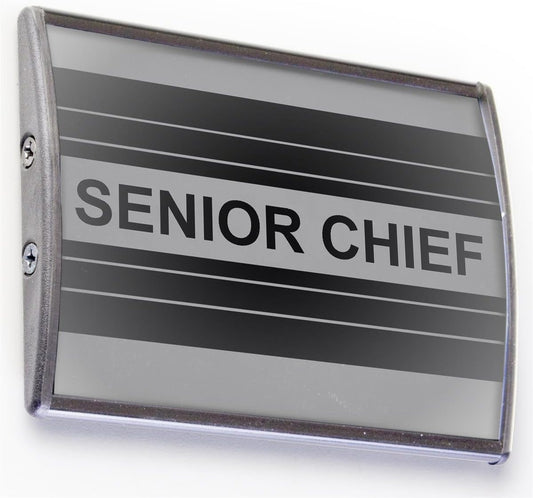 Displays2go Office Wall/Door Sign, 3.1 x 4.3 x 0.5 Inch, Silver Aluminum with Non-Glare Lens, No Tools Required - Set of Seven