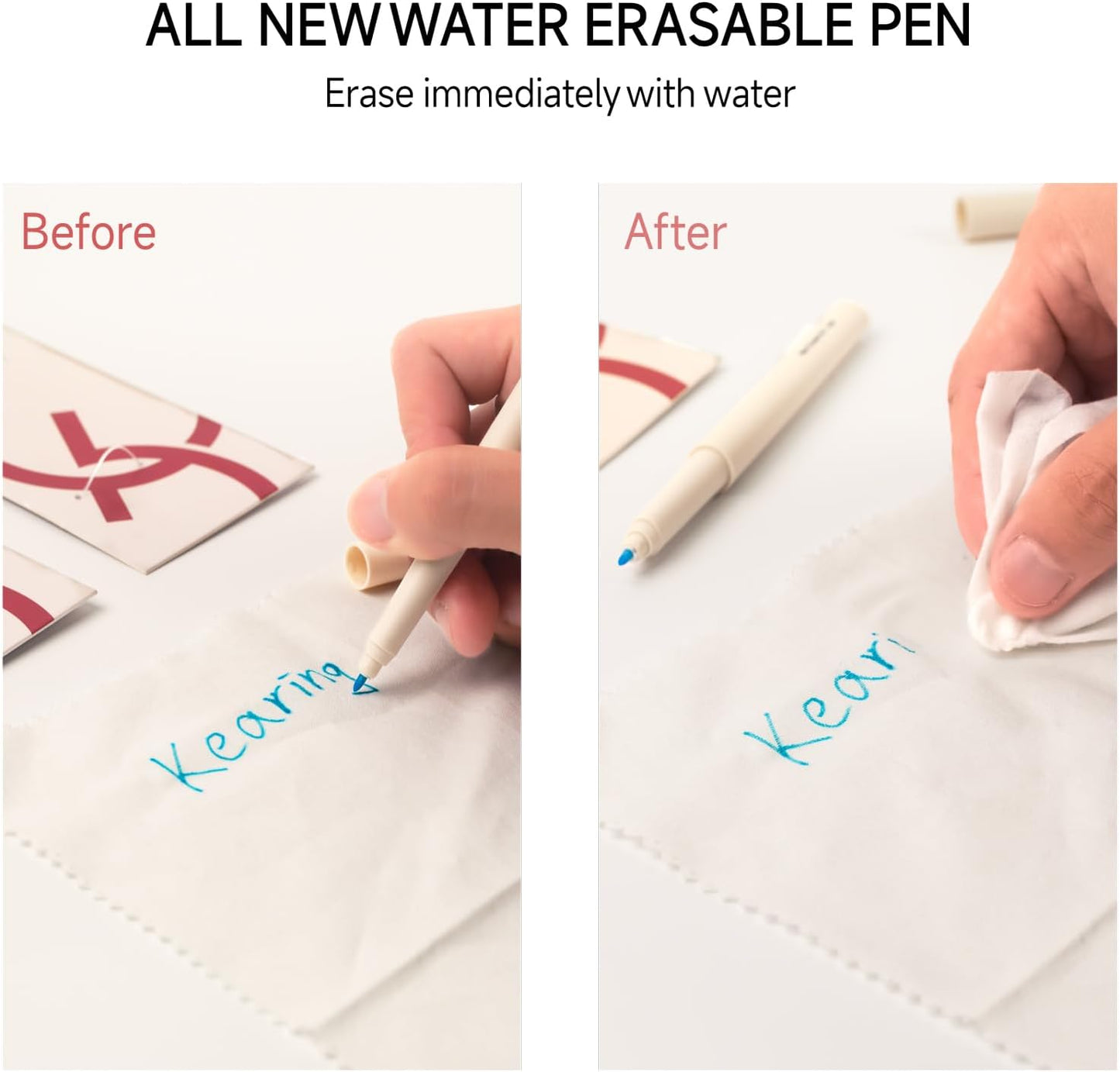 New White Water Erasable Marking Pen for Fabric, Smooth Touch Disappearing Ink Marker, Fabric Embroidery Pen, Water Soluble Tool for Quilting, Sewing, DIY Crafts