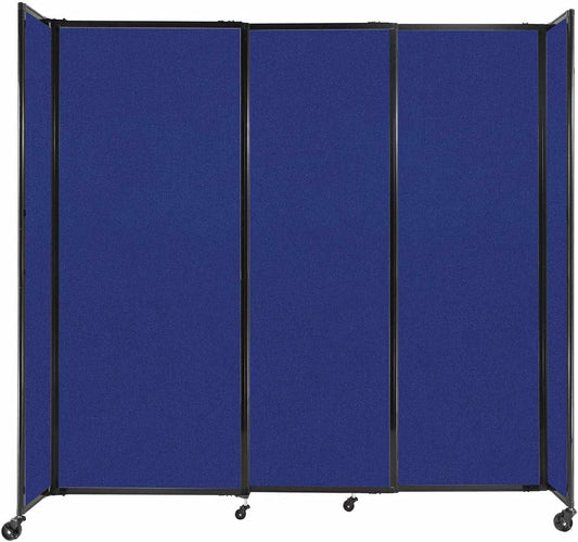 Versare Straightwall Sliding Portable Wall Partition | Freestanding Office Dividers | Locking Wheels | Temporary Room Separator | 7'2'' Wide x 6'10'' Tall Royal Blue Fabric Panels