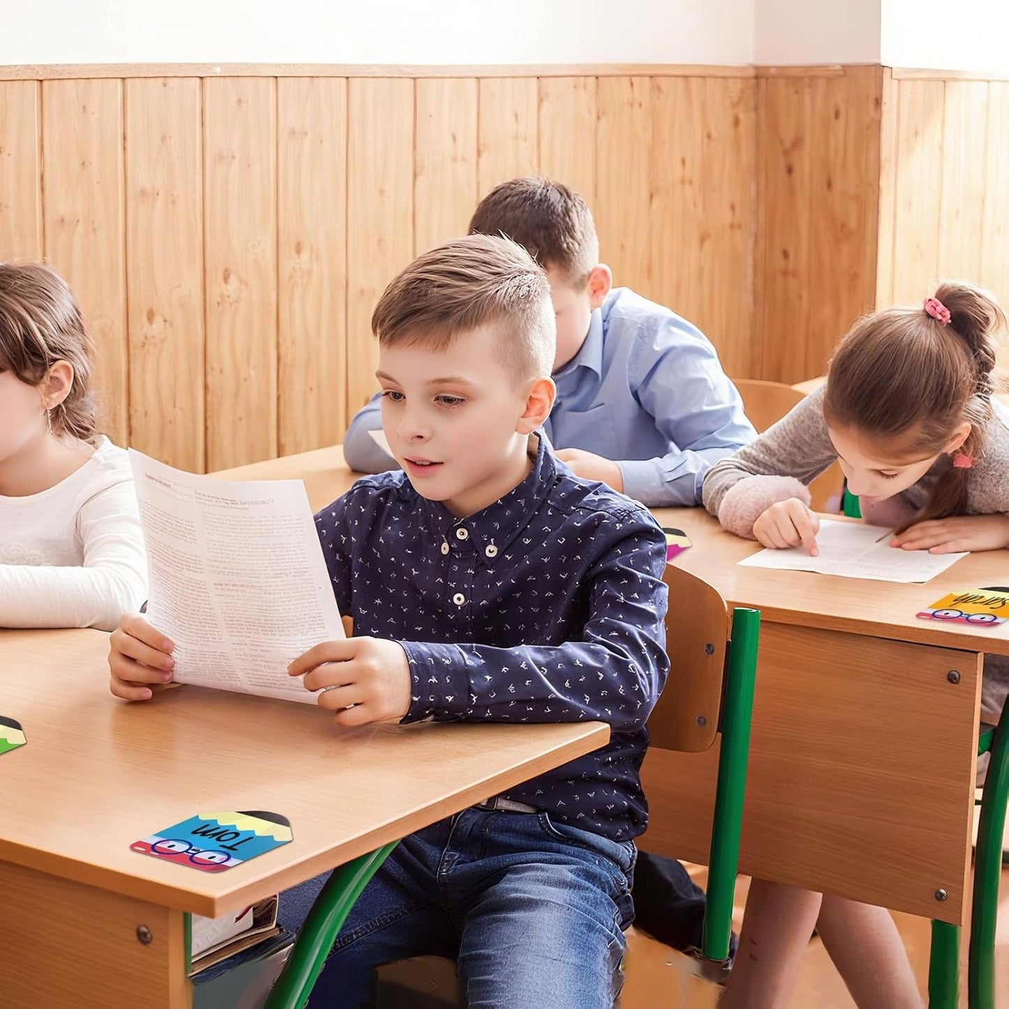 FaCraft 36PCS Name Plates for Classroom - Colorful Pencil Desk Name Tags with PET Film Waterproof Nameplates for Students Classroom Organization Decor Teacher Must Haves Back to School Supplies