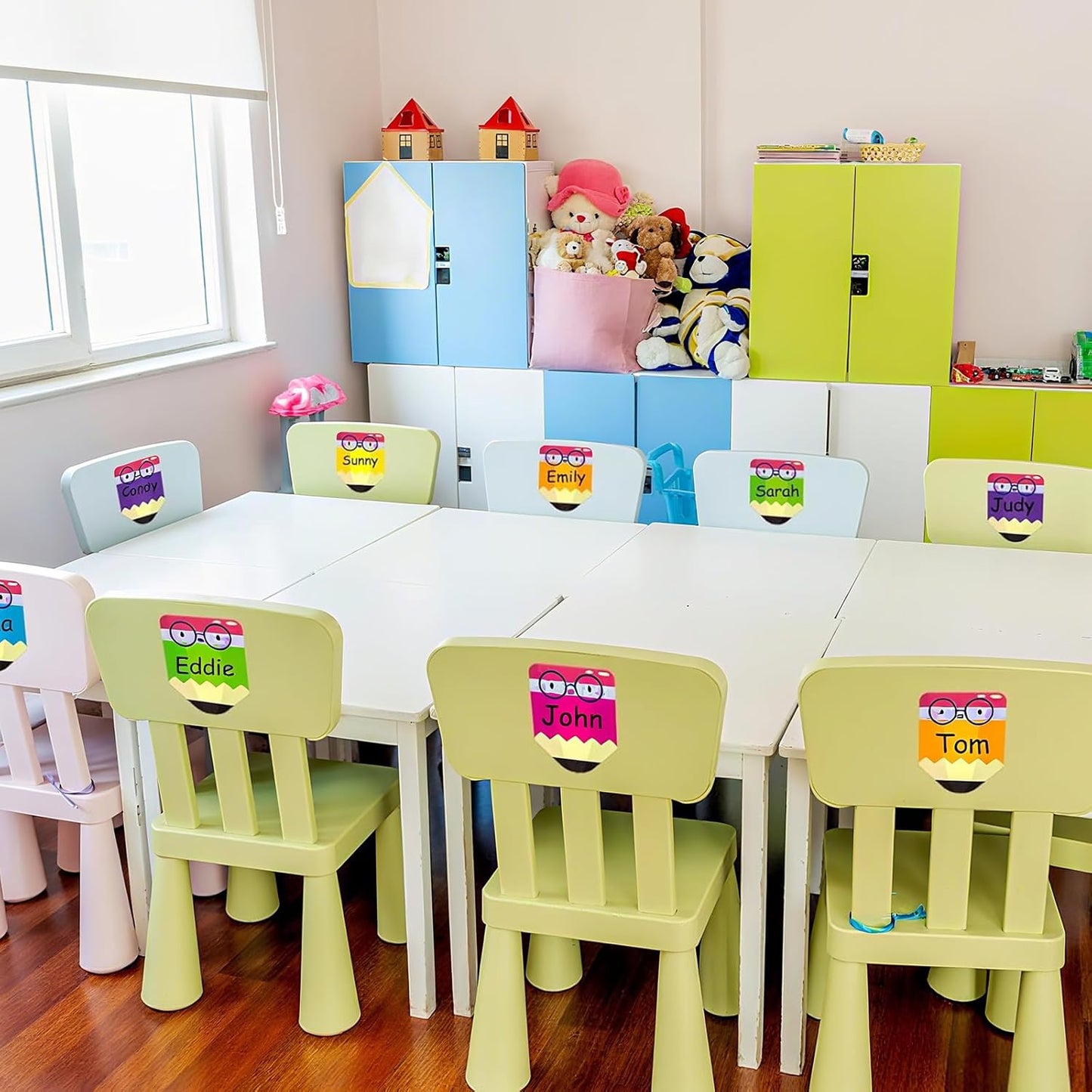 FaCraft 36PCS Name Plates for Classroom - Colorful Pencil Desk Name Tags with PET Film Waterproof Nameplates for Students Classroom Organization Decor Teacher Must Haves Back to School Supplies