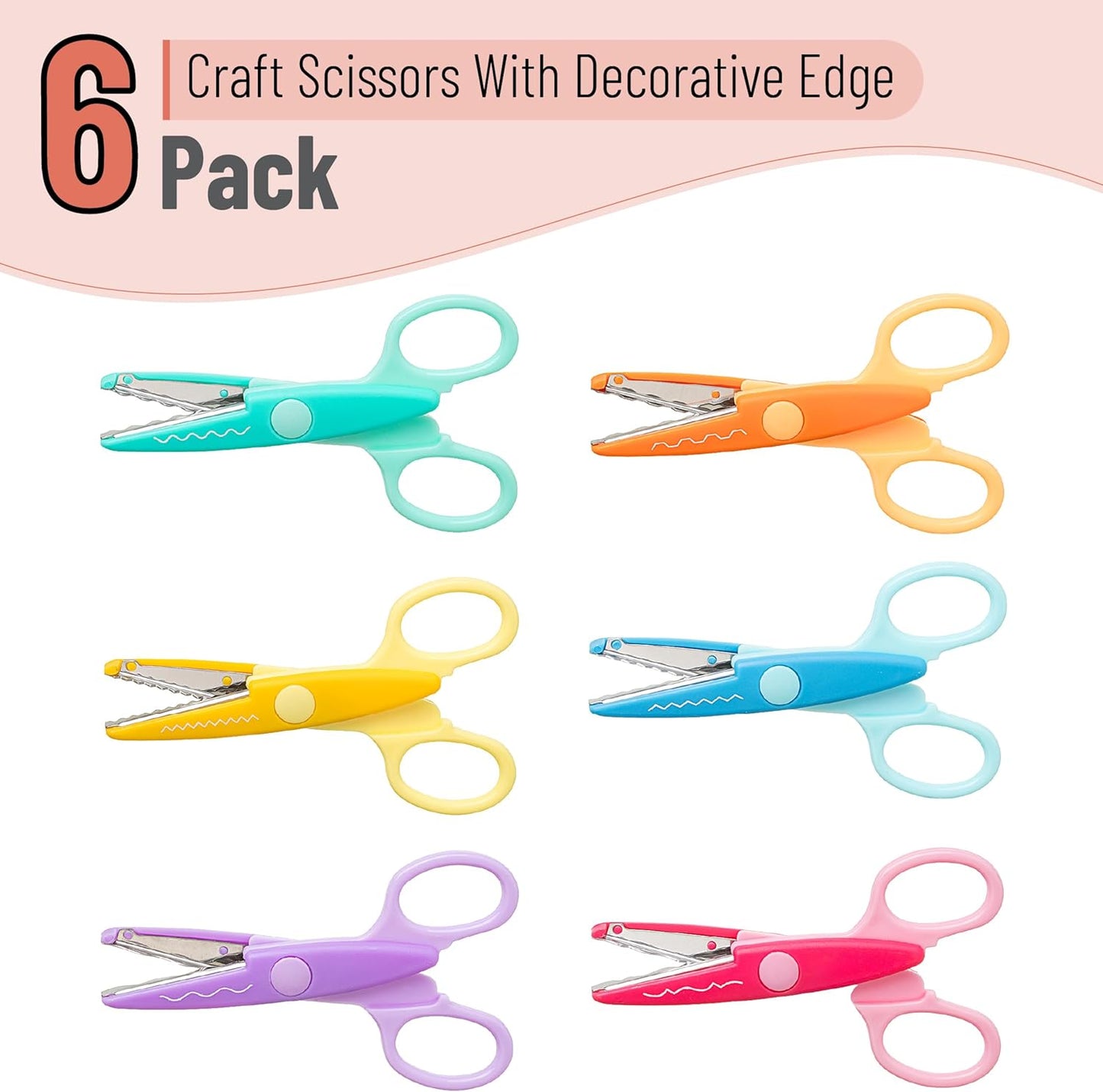 Mr. Pen- Craft Scissors Decorative Edge, 6 Pack, Candy Colors, Zig Zag Scissors for Crafting