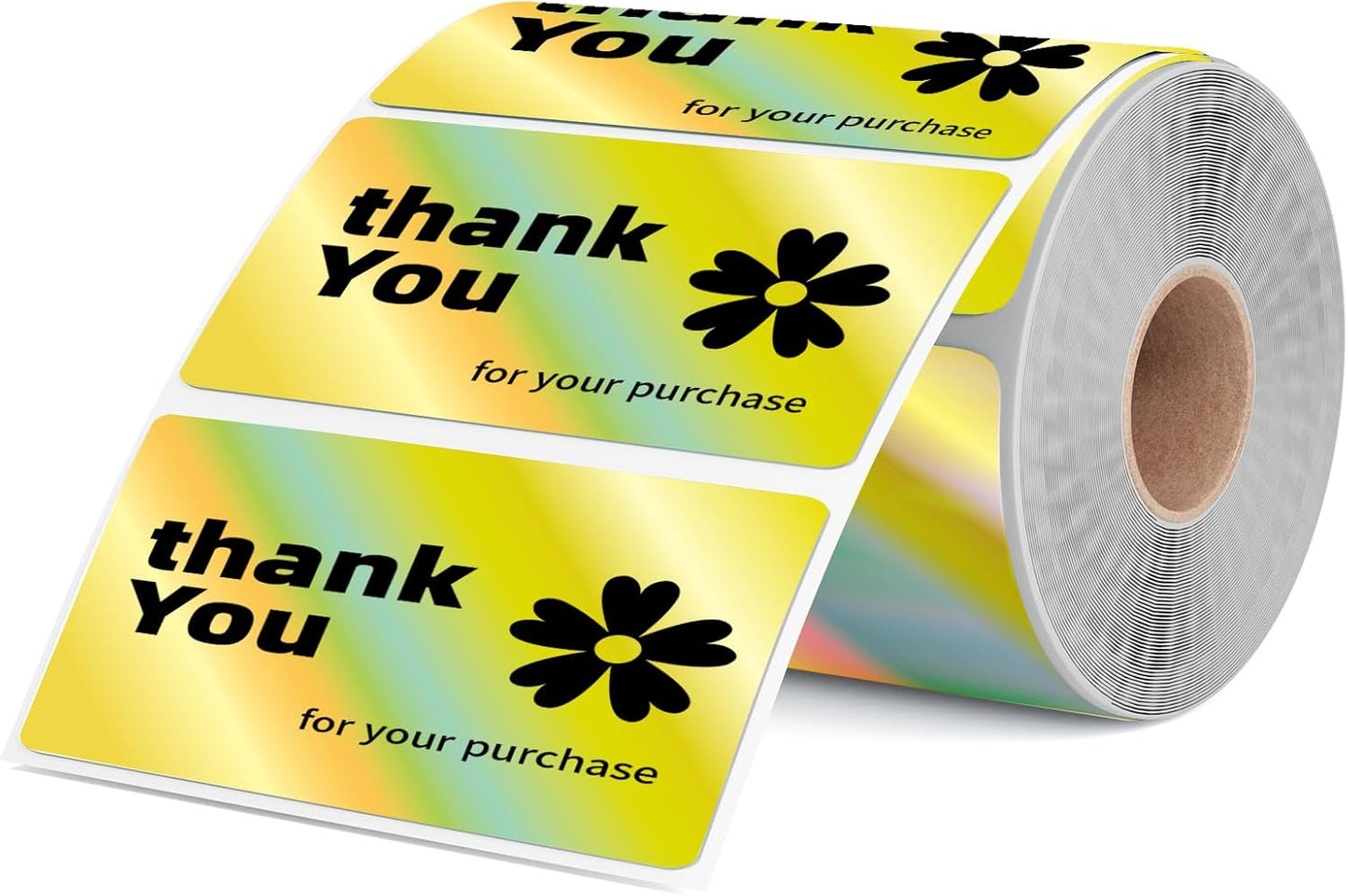 2.25x1.25 Inch Thermal Labels Gold, Holographic Sliver Barcode Thermal Labels for Thermal Printer and Small Business, Multi-Purpose Rectangle Stickers, 500 Sheets/Roll