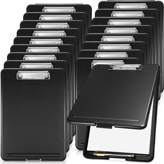 Epakh 18 Pcs Clipboard with Storage Bulks Plastic Storage Foldable Nursing Clipboard with Low Profile Clip for Student Teacher Nurse Employee, 9.5 x 13.5 Inch