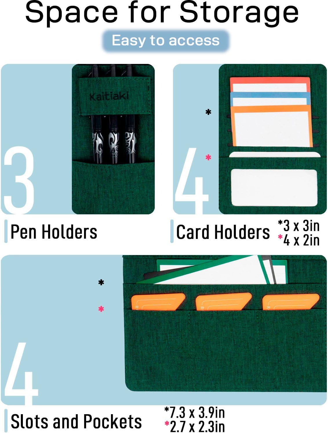 Sturdy Planner Cover for Rocketbook Smart Notebook - Water-Resistant Fabric Padfolio, Business Padfolio with Zipper Pen Pocket, Fits 8.5 x 11 Letter Size, Rocketbook Accessories (Green)