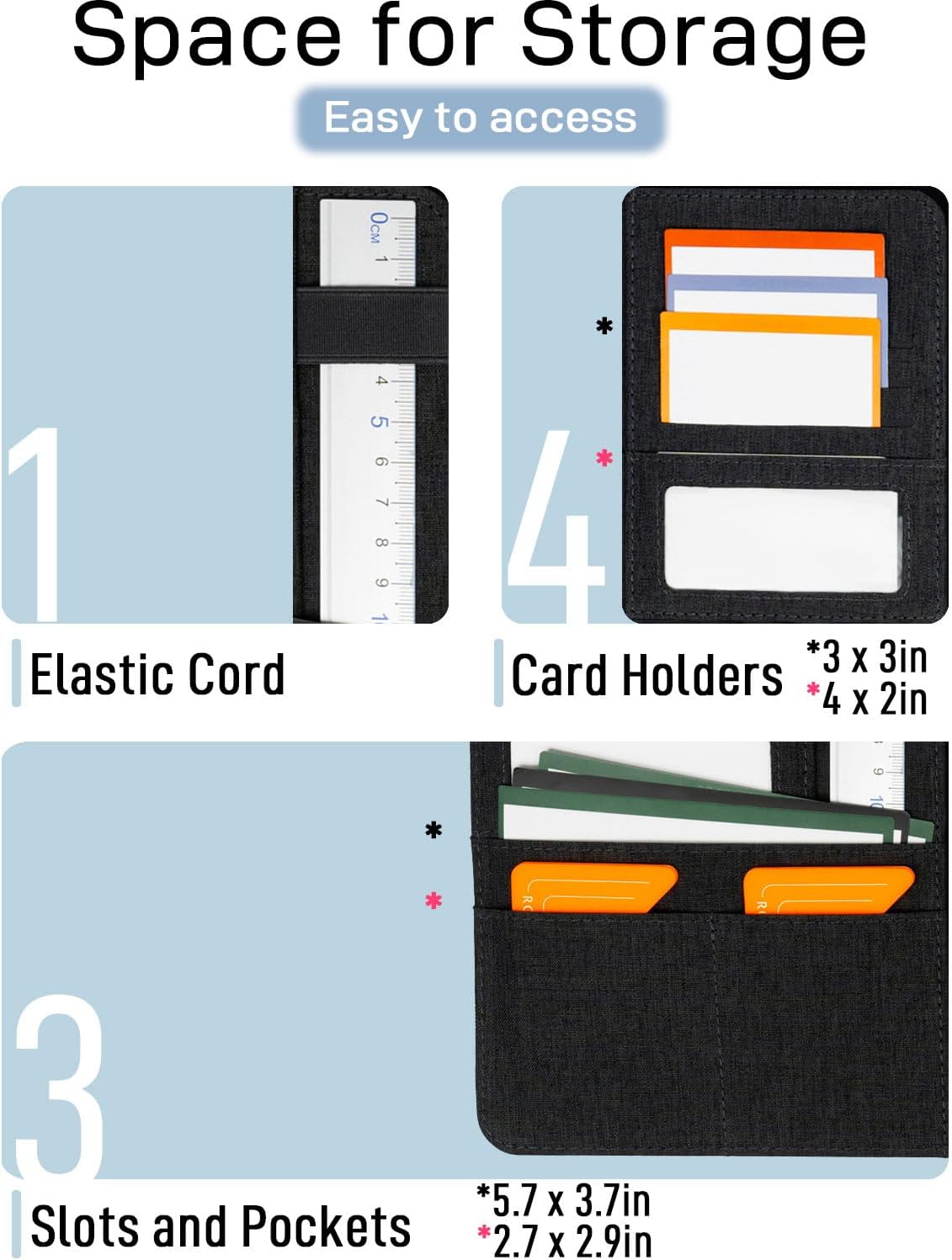 Sturdy Planner Cover for Rocketbook Smart Notebook - Water-Resistant Fabric Padfolio, Business Padfolio with Zipper Pen Pocket, Fits Executive Size A5, Rocketbook Accessories (Black)