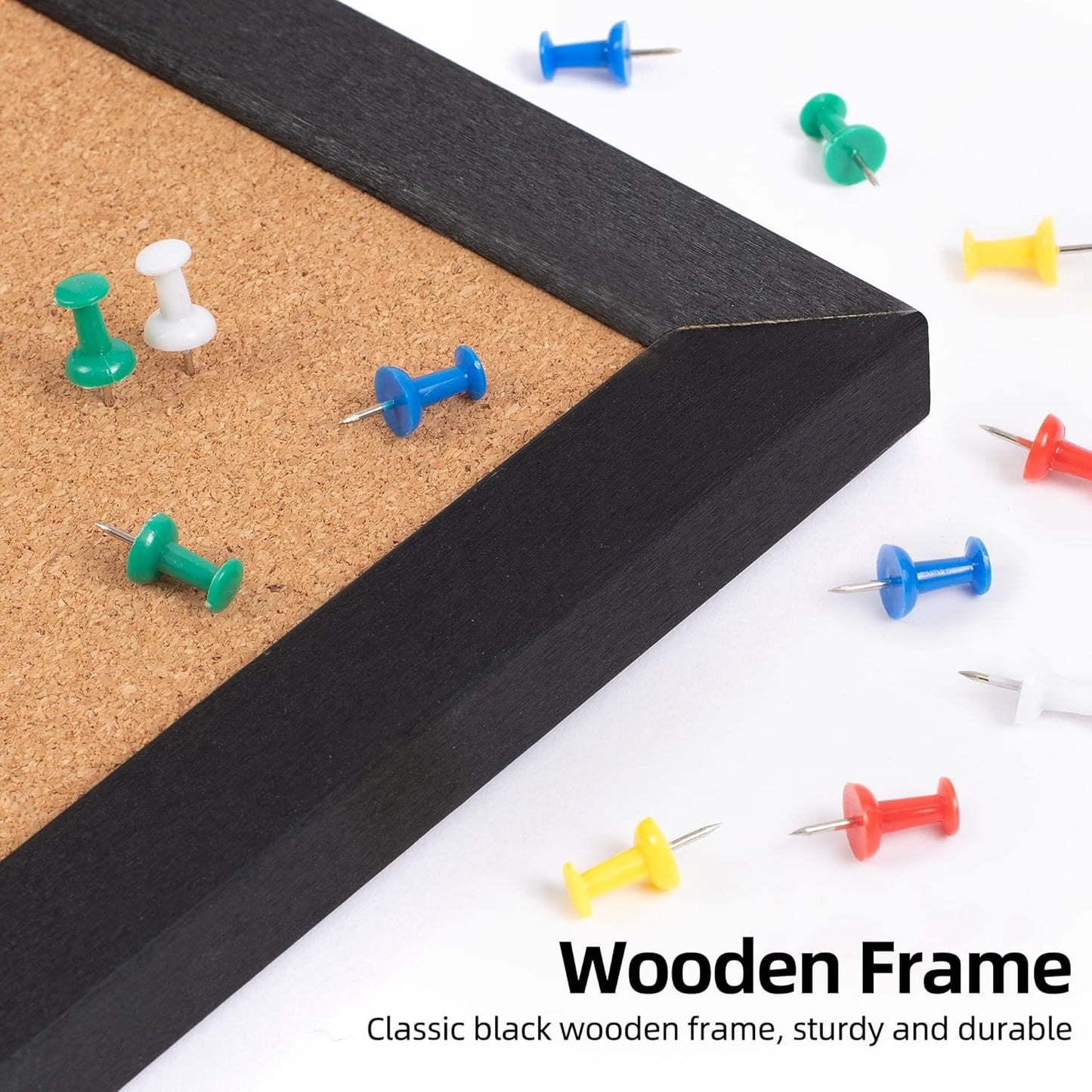 Board2by Extra Large Cork Bulletin Board 72" X 48", Black Wood Framed 6'x4' Corkboard for Wall, Wall Mounted Notice Pin Board with 18 Push Pins for School, Home & Office