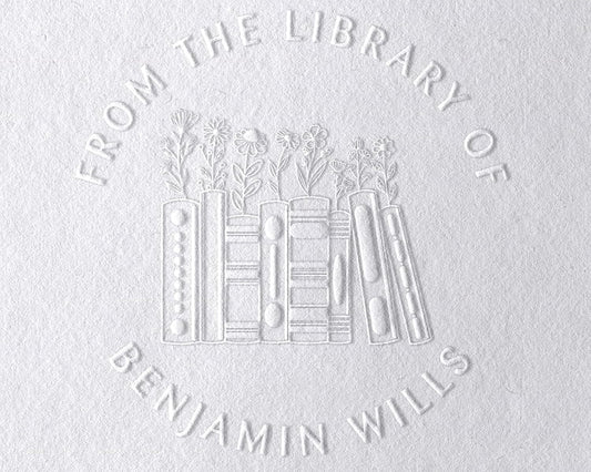 Pickled Stamps Personalized Embosser Book Stamp - from The Library of | Custom Books 1 5/8/ inchs x Black Red Blue Green Purple