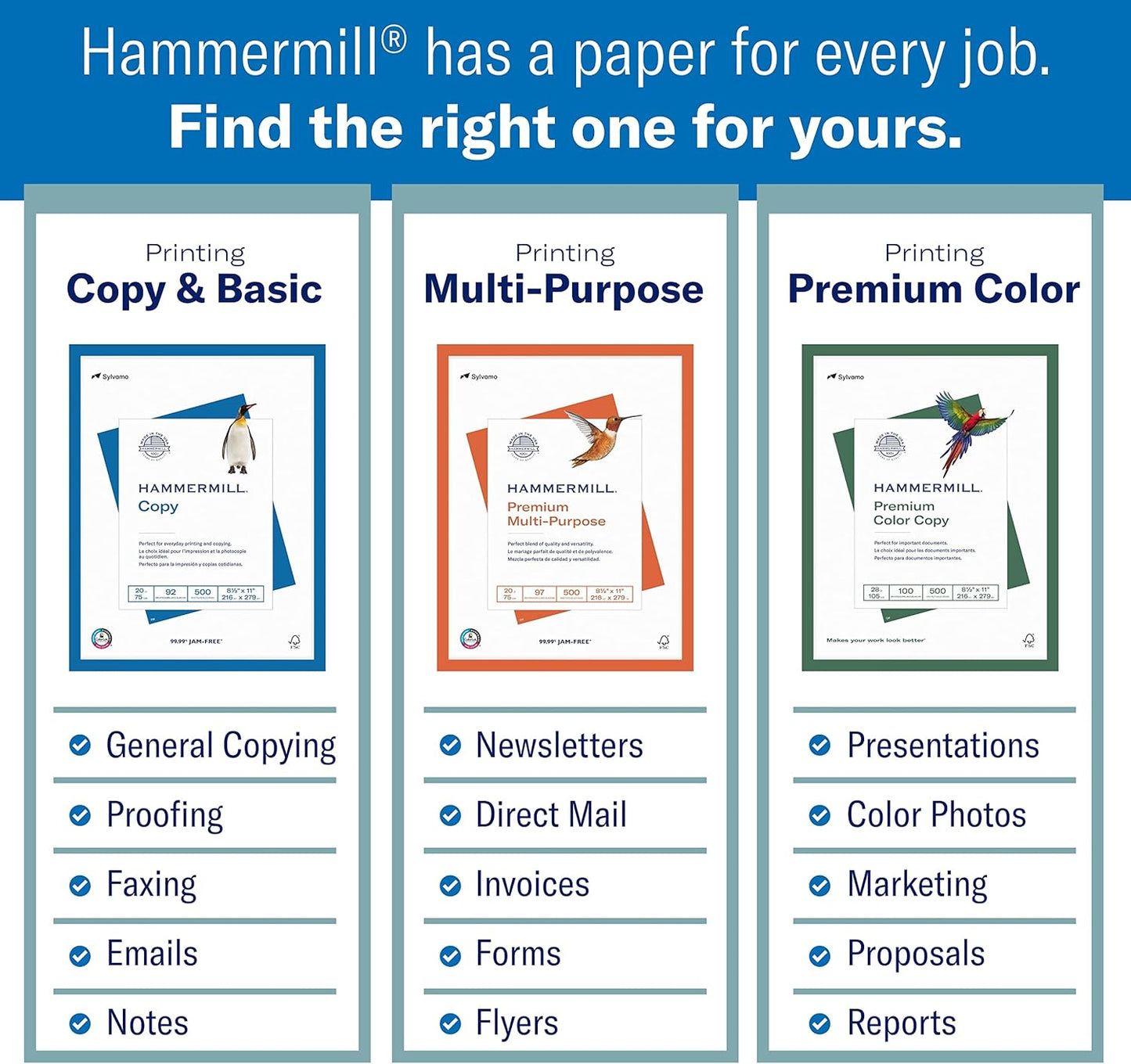 Hammermill Printer Paper, Premium Color 32 lb Copy Paper, 19 x 13 - 1 Ream (500 Sheets) - 100 Bright, Made in the USA, 106128R